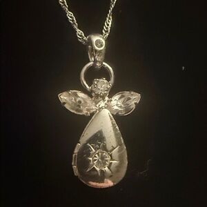 Elegant Starling Silver Angel Pendant Necklace
